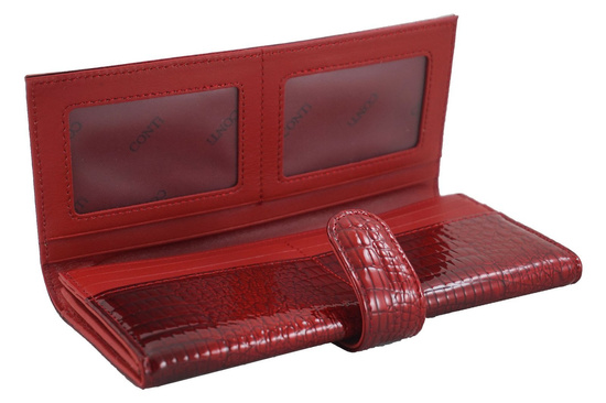 Skórzany portfel damski lakierowany - Czarny