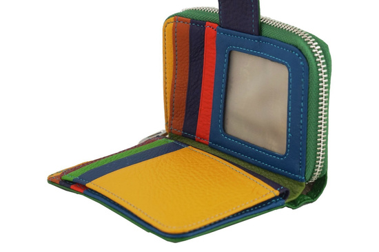 Portfel skórzany młodzieżowy - kolorowy - Zielony
