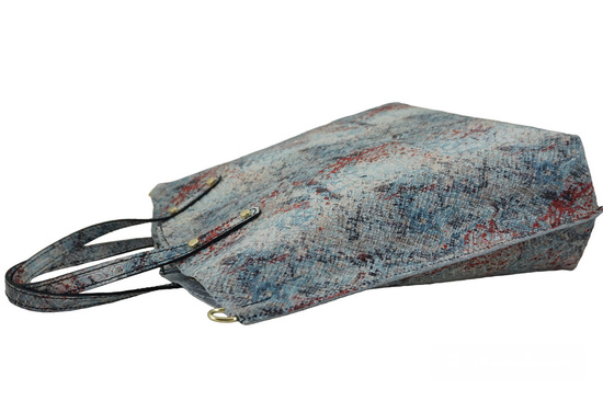 Torebka shopper z kolorowym nadrukiem - Biała 