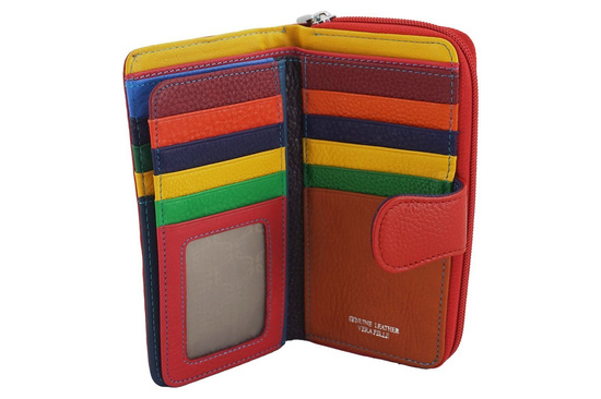 Kolorowy portfel skórzany damski granatowy