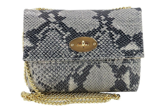 Listonoszka skórzana na łańcuszku - Czarna