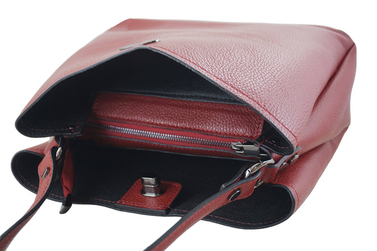 Kuferek skórzany z ozdobnym zapięciem - Czerwony