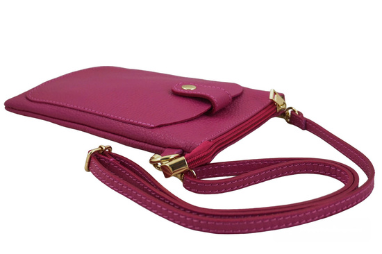 Torebka skórzana / etui na telefon - Fuksja 