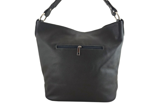 Duży worek na ramię skórzany A4 - Szary ciemny 