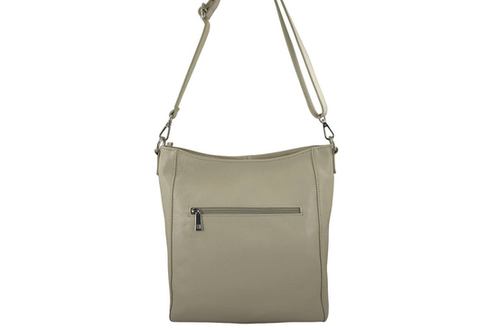 Praktyczna skórzana torebka na ramię - Beżowa jasna 