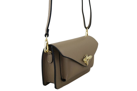 Beżowa ciemna torebka wizytowa skórzana