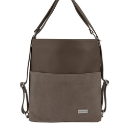 Torebka plecak z zamszem - Beżowa ciemna