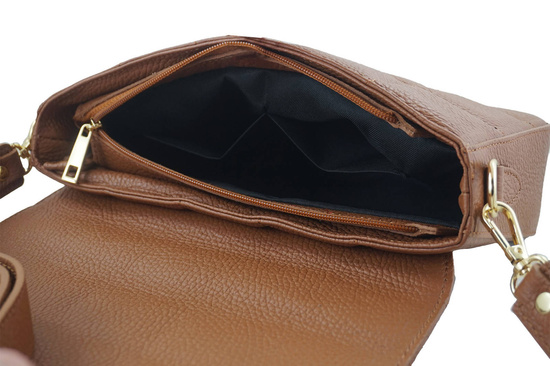 Modna torebka pikowana skórzana - Brązowa jasna