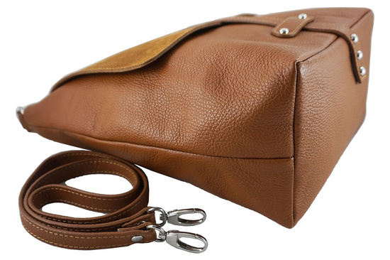 Torba skórzana Shopper bag A4 - Zielona ciemna