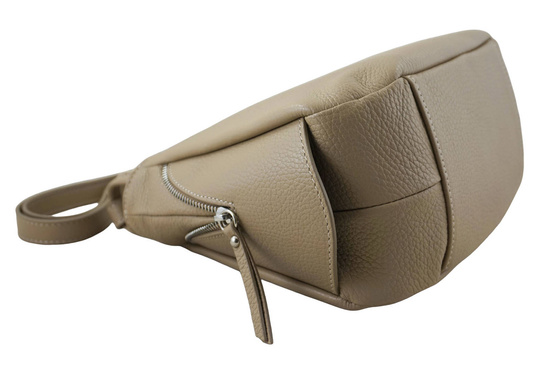 Klasyczna listonoszka skórzana - Beżowa