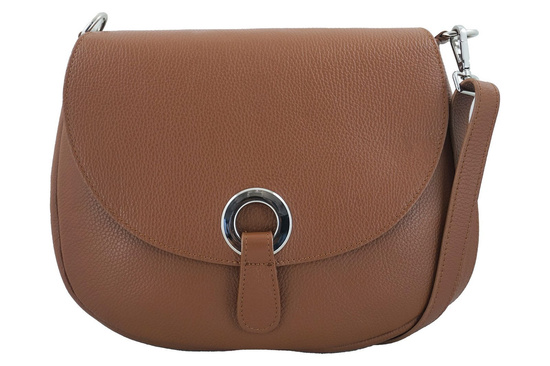 Duża torebka listonoszka ze skóry - Brązowa jasna