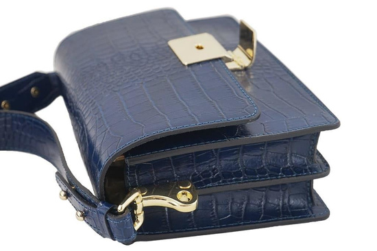 Modna torebka skórzana - CROCO - Brązowa jasna 