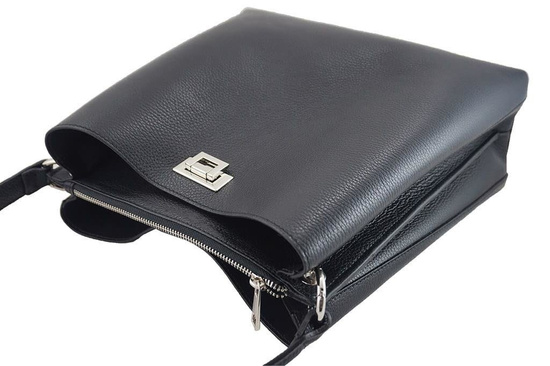 Duża torba damska skórzana na ramię - Brązowa