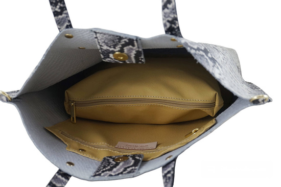 Torebka shopper z kolorowym nadrukiem - Beżowa 