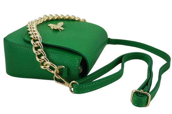 Modna torebka skórzana ze złotym łańcuszkiem - Zielona jasna
