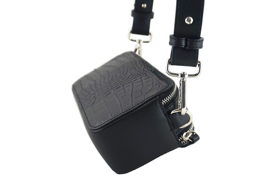 Mała skórzana listonoszka CROCO - Brązowa jasna 