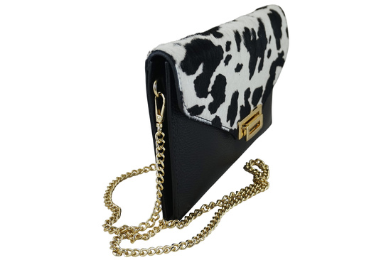 Skórzana torebka do ręki i na ramię - Czarna 