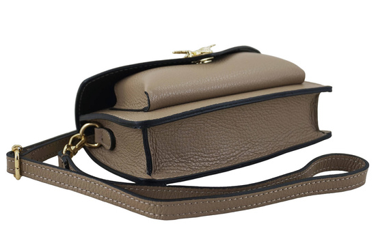 Beżowa ciemna torebka wizytowa skórzana