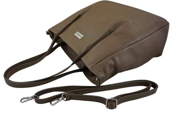 Shopperka damska skórzana Barberinis - Beżowa ciemna