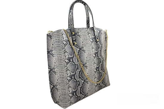 Torebka shopper z kolorowym nadrukiem - Beżowa 