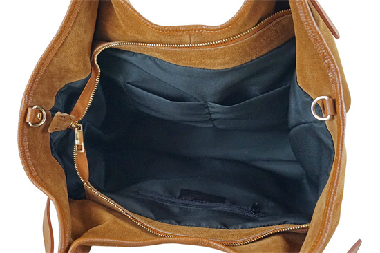 Duża torebka shopper zamszowa - Brązowa jasna 