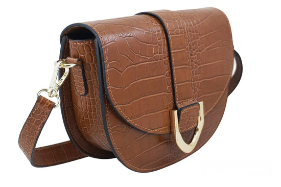 Listonoszka damska croco - Brązowa jasna 