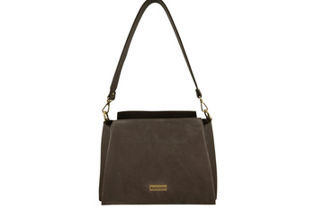 Torebka miejska z naturalnego zamszu i skóry - Beżowa ciemna