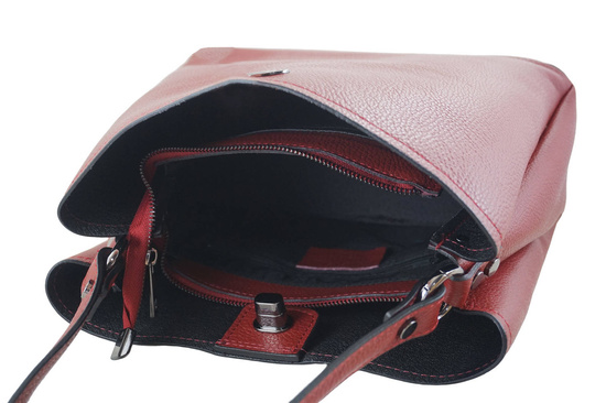 Kuferek skórzany z ozdobnym zapięciem - Czerwony