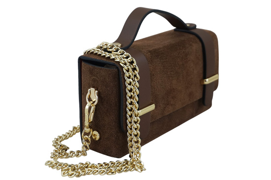 Zamszowa torebka Barberinis wizytowa - Brązowa  