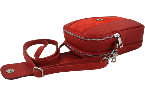 Codzienna listonoszka skórzana dwukomorowa - Czerwona 