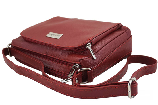 Listonoszka skórzana z kieszeniami - Czerwona 