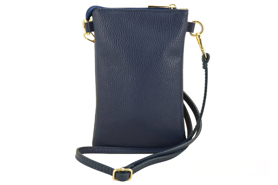 Torebka skórzana / etui na telefon - Granatowe jasne 