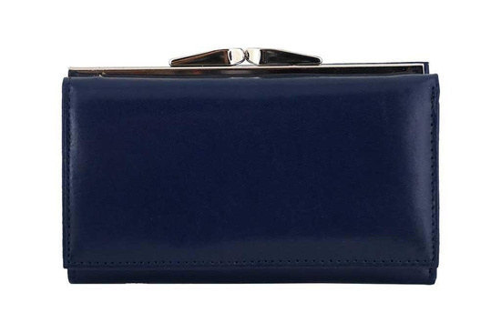 Portfel damski klasyczny skórzany - Niebieski