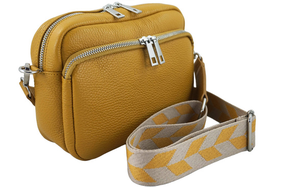 Torebka damska z ozdobnym paskiem - Żółta ciemna 