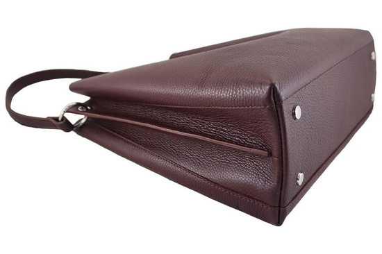 Duża torba damska skórzana na ramię - Brązowa