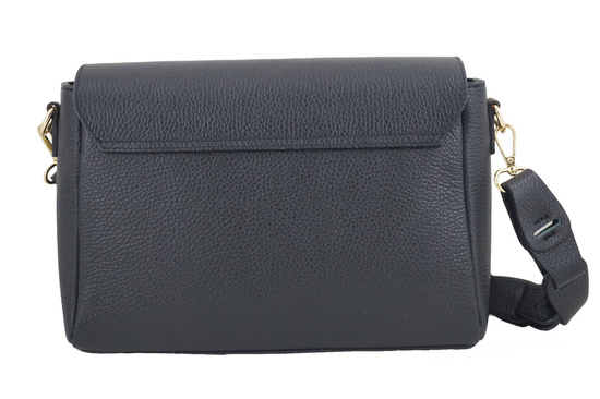 Skórzana torebka na ramię z plecionym paskiem - Czarna