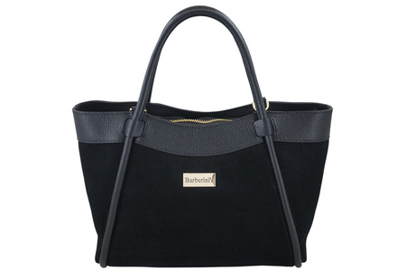 Elegancka torebka ze skóry zamszowej - Czarna