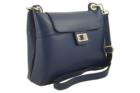 Torebka damska skórzana crossbody Granatowa jasna 