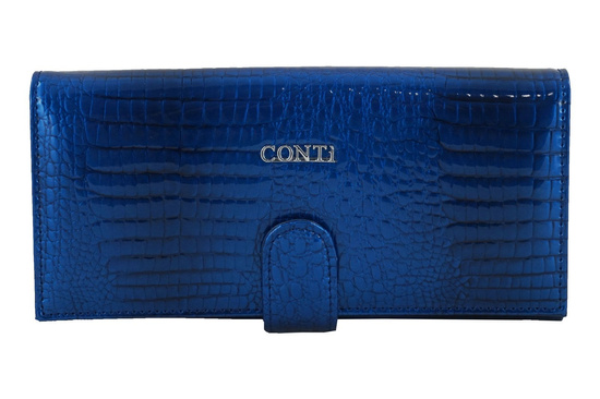 Skórzany portfel damski lakierowany - Czarny