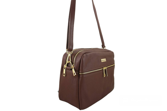 Pojemna torebka skórzana dwukomorowa - Brązowa 