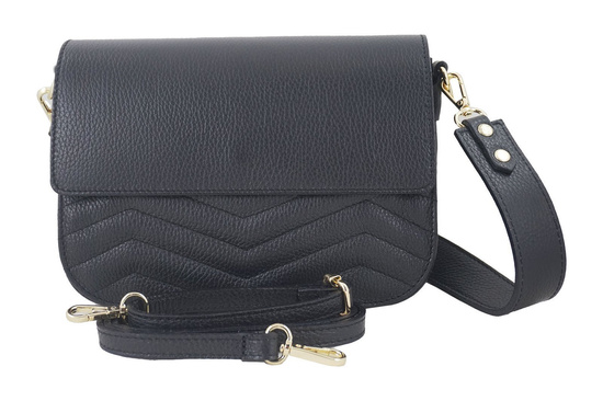 Torebka skórzana crossbody włoska - Granatowa