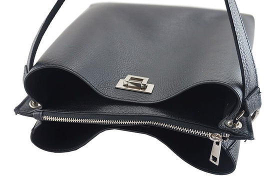 Duża torba damska skórzana na ramię - Brązowa