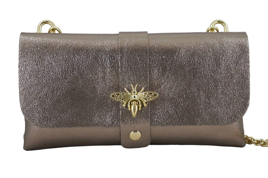 Torebka kopertówka metalizowana - Złota ciemna