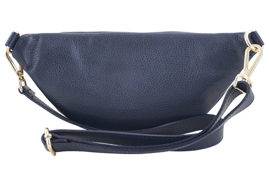 Damska torebka nerka skórzana z kieszenią - Granatowa