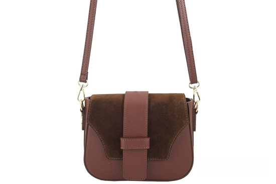 Torebka listonoszka z zamszową klapą - Brązowa 