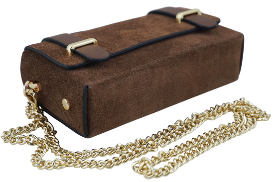 Zamszowa torebka Barberinis wizytowa - Brązowa  