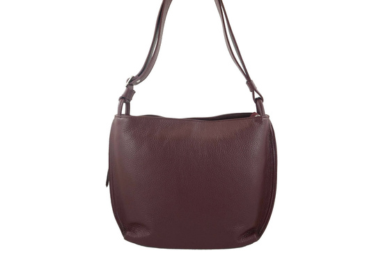 Duża torba damska skórzana na ramię - Bordowa 