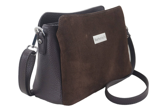 Listonoszka skórzana z zamszem - Brązowa ciemna