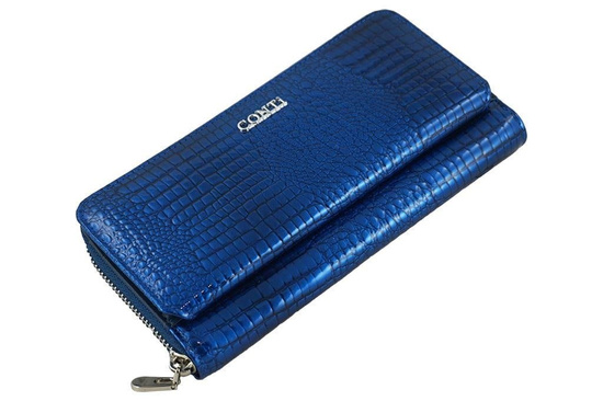 CONTI - elegancki portfel damski - Granatowy 