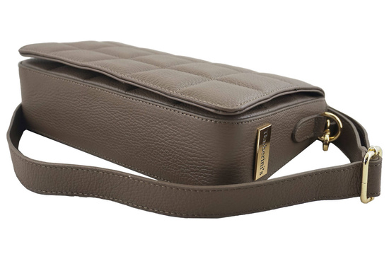 Modna torebka pikowana skórzana - Beżowa ciemna 